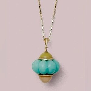 EUC KATE SPADE CONFECTION CAKE PENDANT TURQUOISE & GOLD CHAIN NECKLACE